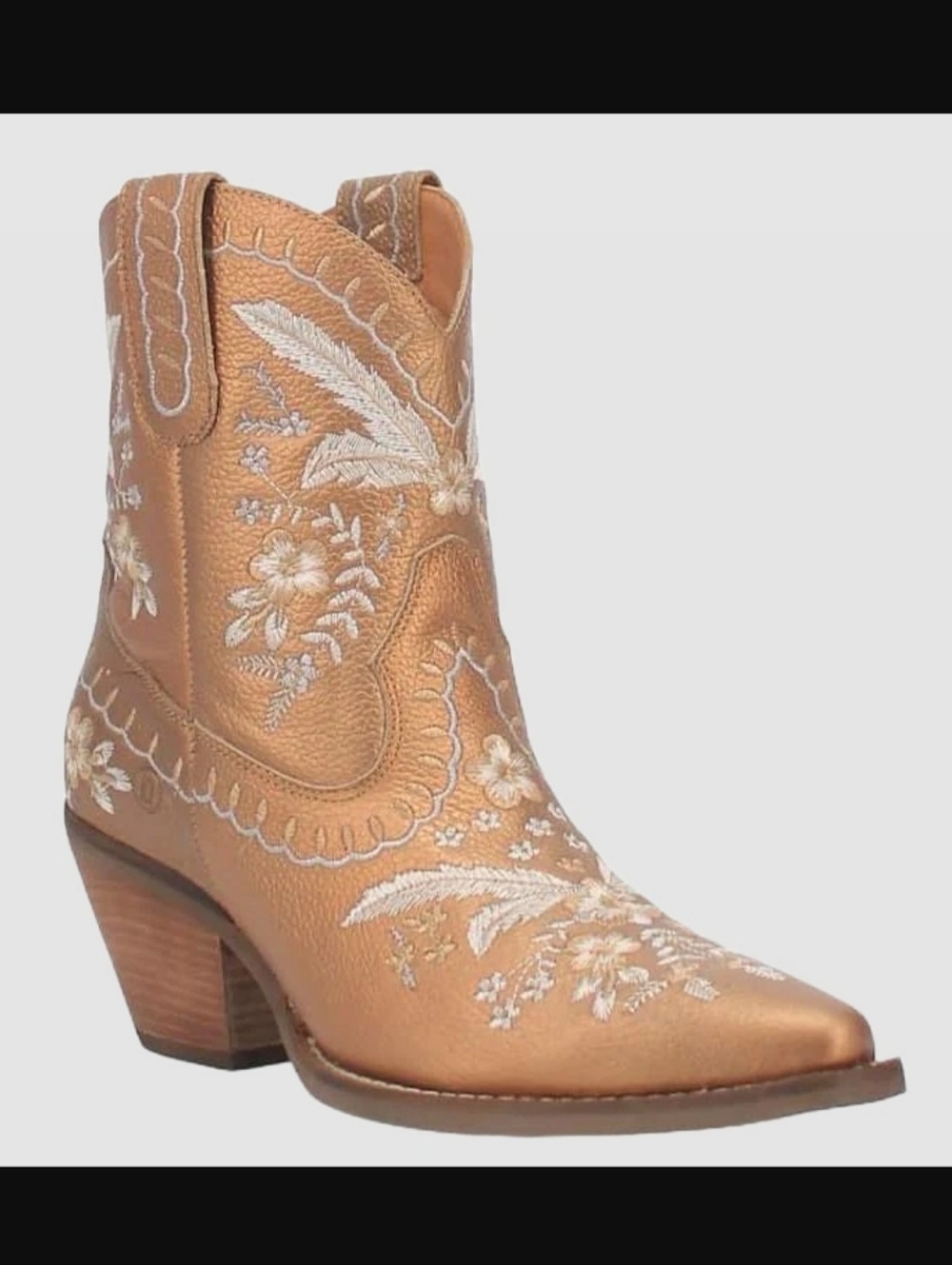 Dingo Ladies Primrose Floral Embroidery Bronze Boots